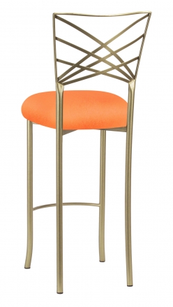 Gold Fanfare Barstool with Tangerine Stretch Knit Cushion (1)