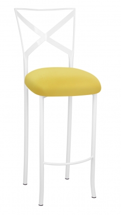 Simply X White Barstool with Bright Yellow Velvet Cushion (2)