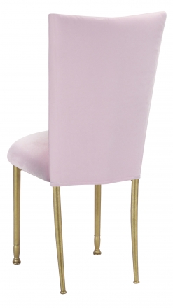 Soft Pink Velvet Chair Cover and Cushion on Gold Legs (1)