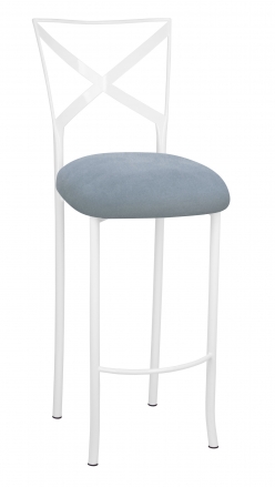 Simply X White Barstool with Ice Blue Suede Cushion (2)