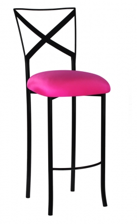 Blak. Barstool with Hot Pink Stretch Knit Cushion (2)