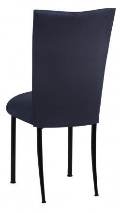 Navy Suede Chair Cover and Cushion on Black Legs (1)