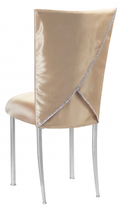 Champagne Deore Chair Cover with Buttercream Cushion on Silver Legs (1)