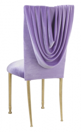 Lavender Velvet Cowl Neck topper and Cushion on Gold Legs (1)