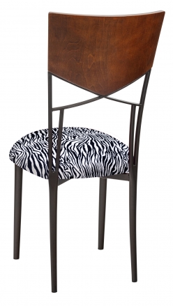 Butterfly Woodback Chair with Zebra Stretch Knit Cushion on Brown Legs (1)
