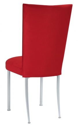 Rhino Red Suede Chair Cover and Cushion on Silver Legs (1)