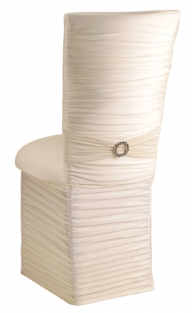 Chloe Ivory Stretch Knit Chair Cover with Jewel Band, Cushion and Skirt (1)