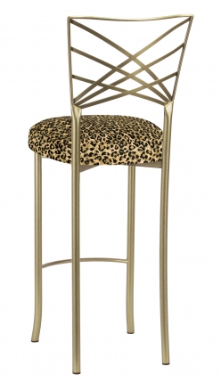 Gold Fanfare Barstool with Leopard Boxed Cushion (1)