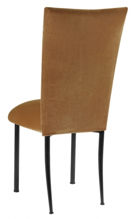 Gold Velvet Chair Cover and Cushion on Black Legs (1)