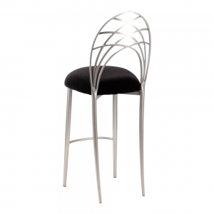Silver Piazza Barstool with Black Velvet Cushion (1)