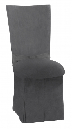 Charcoal Suede Chair Cover with Jewel Belt, Cushion and Skirt (2)