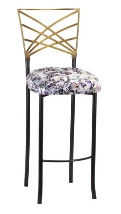 Two Tone Fanfare Barstool with White Paint Splatter Cushion (2)
