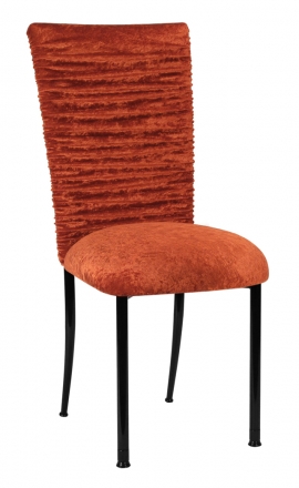 Chloe Paprika Crushed Velvet Chair Cover and Cushion on Black Legs (2)