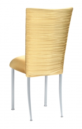 Chloe Gold Stretch Knit Chair Cover and Cushion on Silver Legs (1)