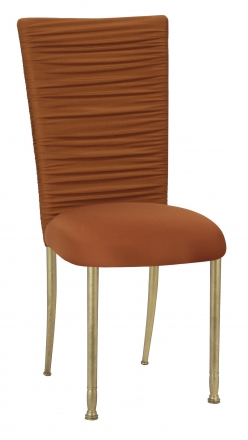Chloe Copper Stretch Knit Chair Cover with Rhinestone Accent Band on Gold Legs (2)