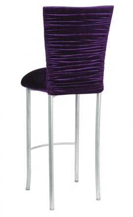 Chloe Eggplant Velvet Chair Cover and Cushion on Silver Legs (1)