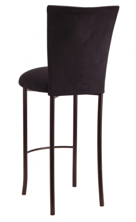 Black Suede Barstool Cover and Cushion on Brown Legs (1)
