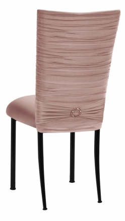 Chloe Blush Stretch Knit Chair Cover with Jewel Band and Cushion on Black Legs (1)