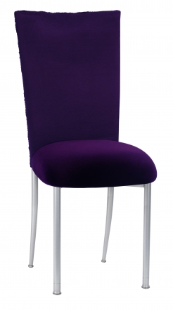 Aubergine Circle Ribbon Taffeta Chair Cover with Eggplant Velvet Cushion on Silver Legs (2)