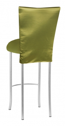 Lime Satin 3/4 Length Barstool Cover and Cushion on Silver Legs (1)