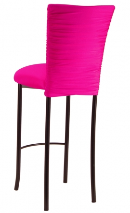 Chloe Hot Pink Stretch Knit Barstool Cover and Cushion on Brown Legs (1)
