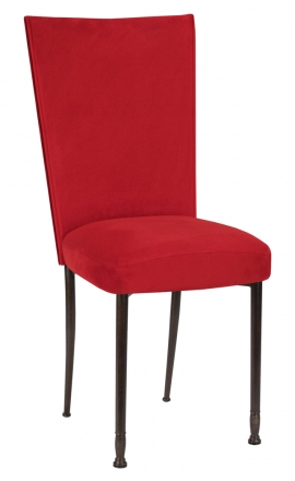 Rhino Red Suede Chair Cover and Cushion on Mahogany Legs (2)