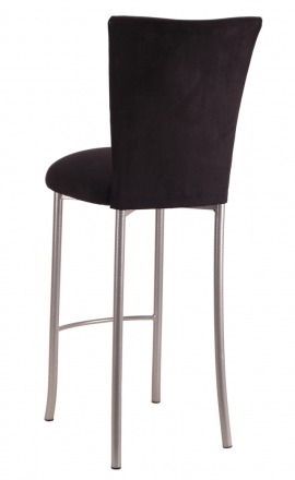 Black Suede Barstool Cover and Cushion on Silver Legs (1)