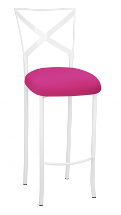 Simply X White Barstool with Hot Pink Stretch Knit Cushion (2)