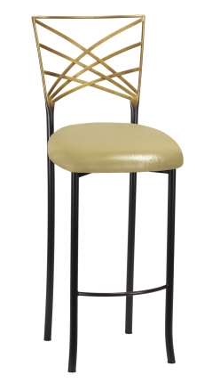 Two Tone Fanfare Barstool with Metallic Gold Knit Cushion (2)