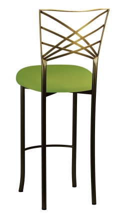 Two Tone Fanfare Barstool with Lime Knit Cushion (1)
