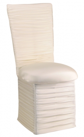 Chloe Ivory Stretch Knit Chair Cover with Jewel Band, Cushion and Skirt (2)