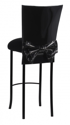 Black Patent Barstool Cover with Bow Belt and Cushion on Black Legs (1)