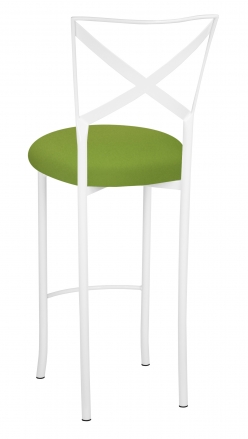 Simply X White Barstool with Lime Stretch Knit Cushion (1)