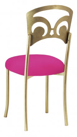 Gold Fleur de Lis with Hot Pink Stretch Knit Cushion (1)