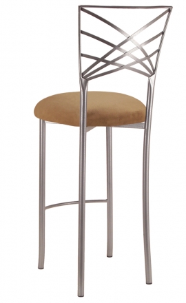 Silver Fanfare Barstool with Camel Suede Cushion (1)