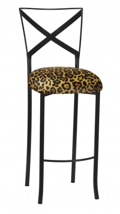 Blak. Barstool with Gold Black Leopard Cushion (2)