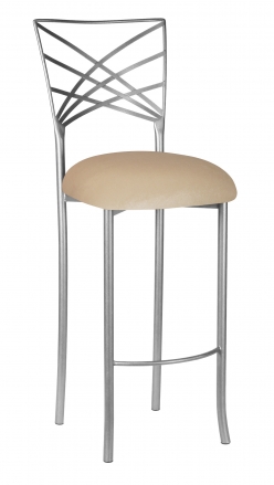 Silver Fanfare Barstool with Champagne Velvet Cushion (2)