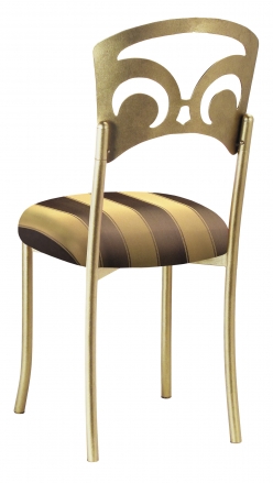 Gold Fleur de Lis with Gold & Brown Striped Cushion (1)