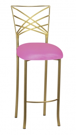 Gold Fanfare Barstool with Pink Glitter Knit Cushion (2)
