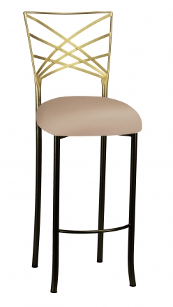 Two Tone Gold Fanfare Barstool with Cappuccino Stretch Knit Cushion (2)