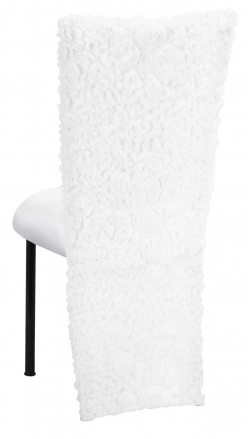 White Wedding Lace Jacket with White Stretch Knit Cushion on Black Legs (1)