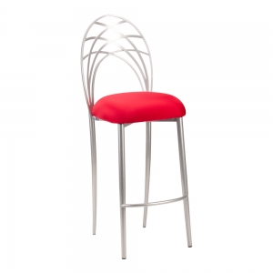 Silver Piazza Barstool with Red Stretch Knit Cushion (2)