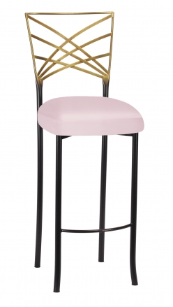 Two Tone Fanfare Barstool with Soft Pink Satin Boxed Cushion (2)