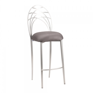 Silver Piazza Barstool with Charcoal Suede Cushion (2)