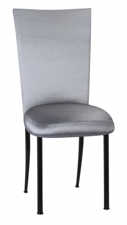 Charcoal Taffeta Chair Cover with Boxed Cushion on Black Legs (2)