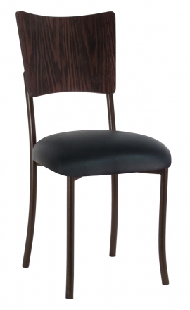 Wood Back Top with Black Leatherette Cushion on Brown Legs (2)