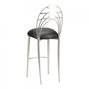 Silver Piazza Barstool with Black Leatherette Cushion (1)