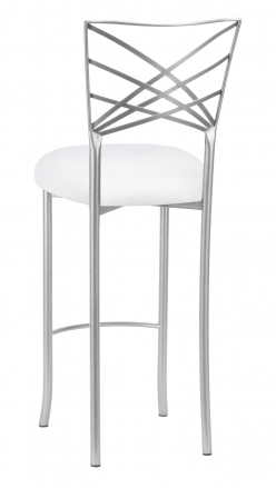 Silver Fanfare Barstool with White Suede Cushion (1)