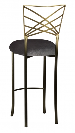 Two Tone Gold Fanfare Barstool with Charcoal Velvet Cushion (1)