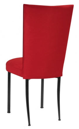 Rhino Red Suede Chair Cover and Cushion on Black Legs (1)
